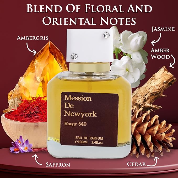 Mession Rouge 540 EDP - Luxe Amber Saffron Perfume | Unisex 3.4oz