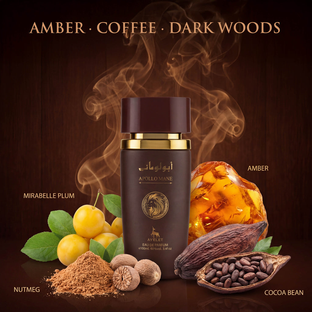 Apollo Mane Brown EDP - Warm Amber Coffee Cologne for Men | Bold 3.4oz