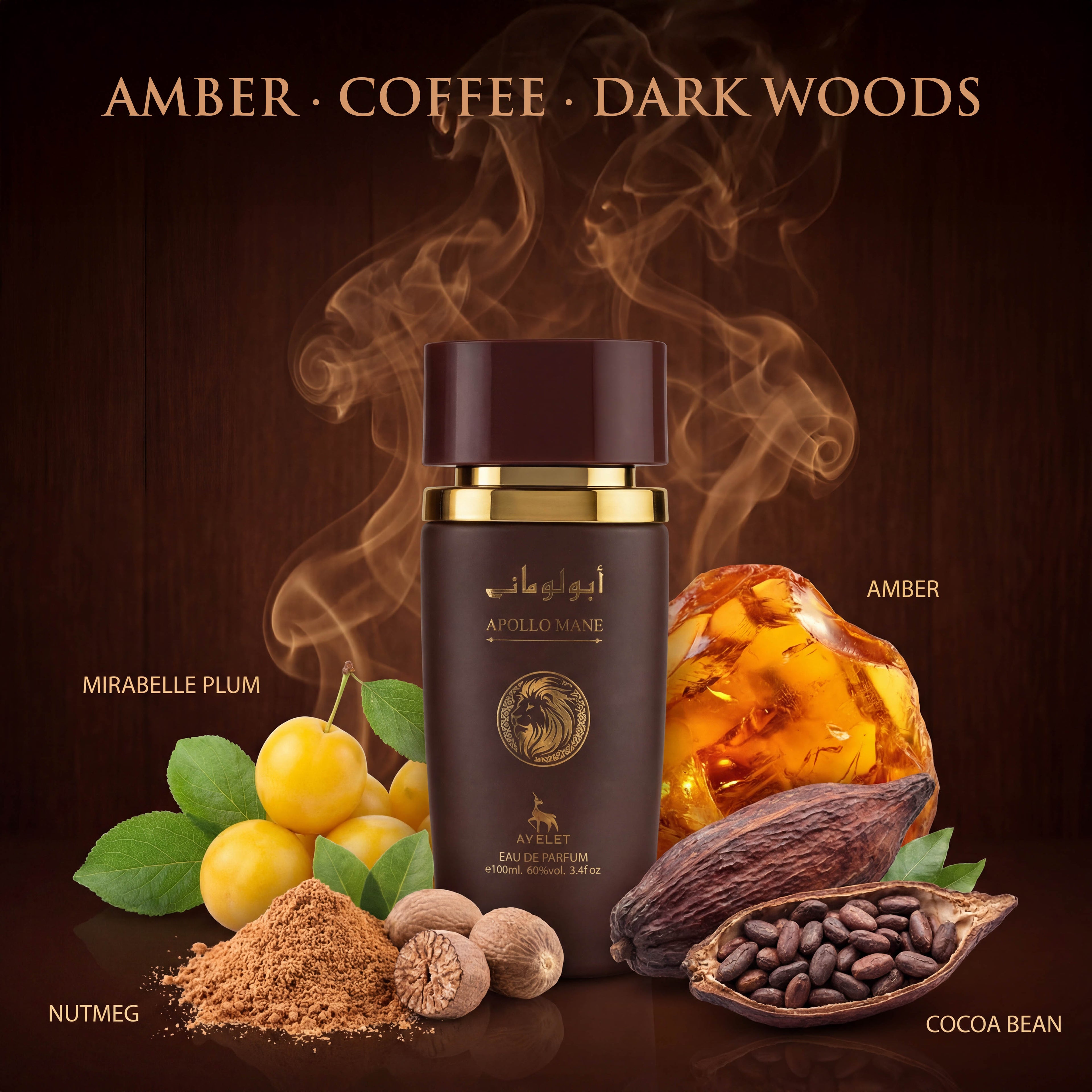 Apollo Mane Brown EDP - Warm Amber Coffee Cologne for Men | Bold 3.4oz